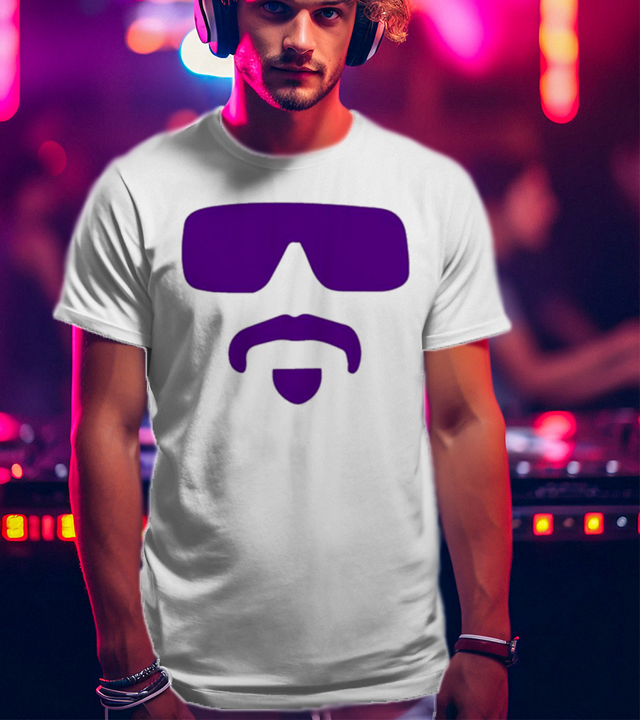 Gavin Guidry Wears Hayden Travinski Purple Sunglasses And Beard T-Shirt