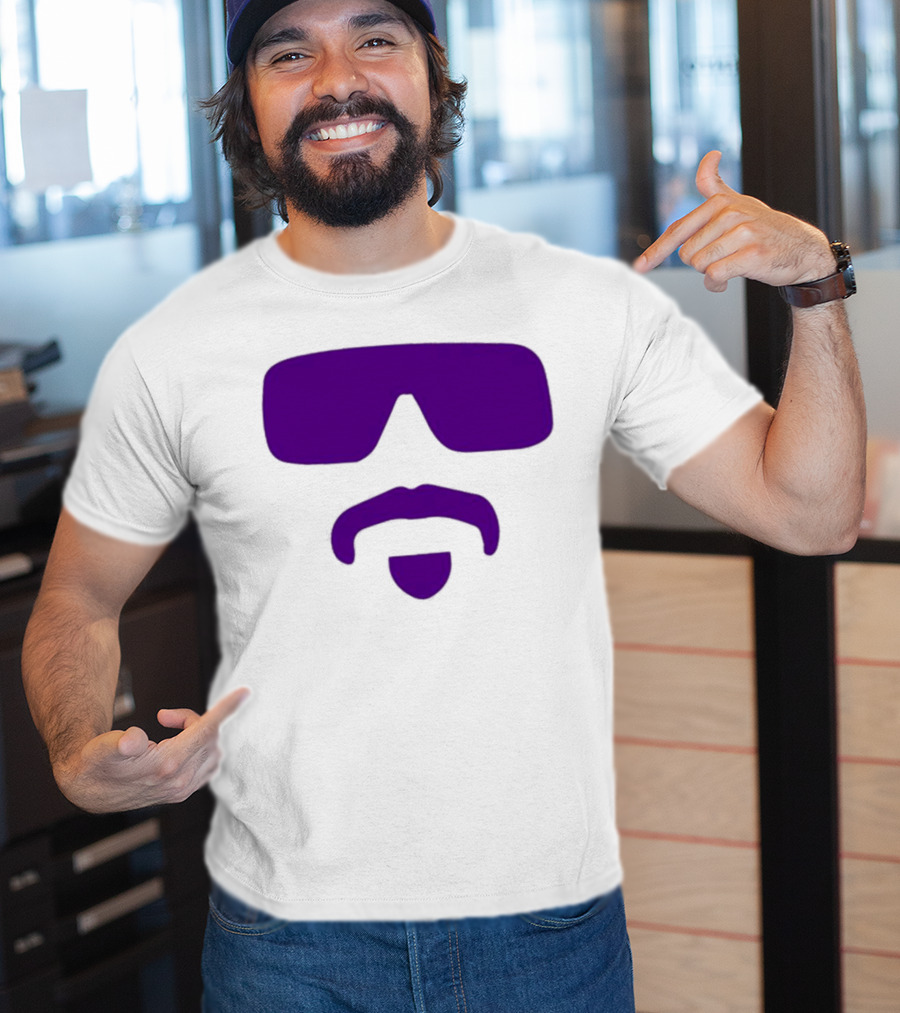 Gavin Guidry Wears Hayden Travinski Purple Sunglasses And Beard T-Shirt