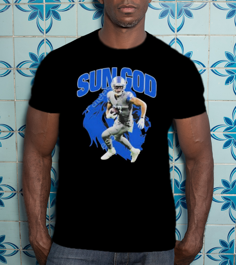 Detroit Lions Sun God Football Player T-Shirt