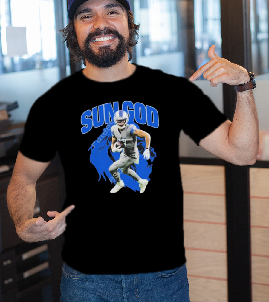 Detroit Lions Sun God Football Player T-Shirt
