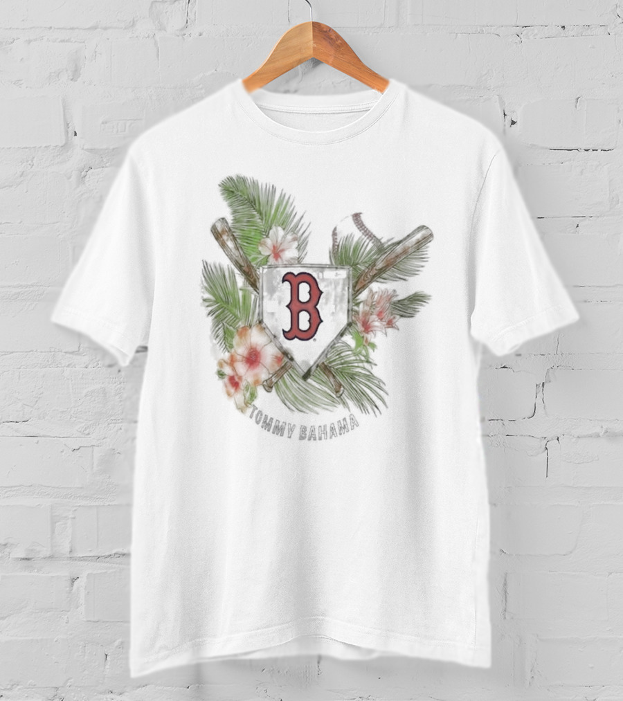 Boston Red Sox Tommy Bahama Island League Tropical Baseball Emblem T-Shirt