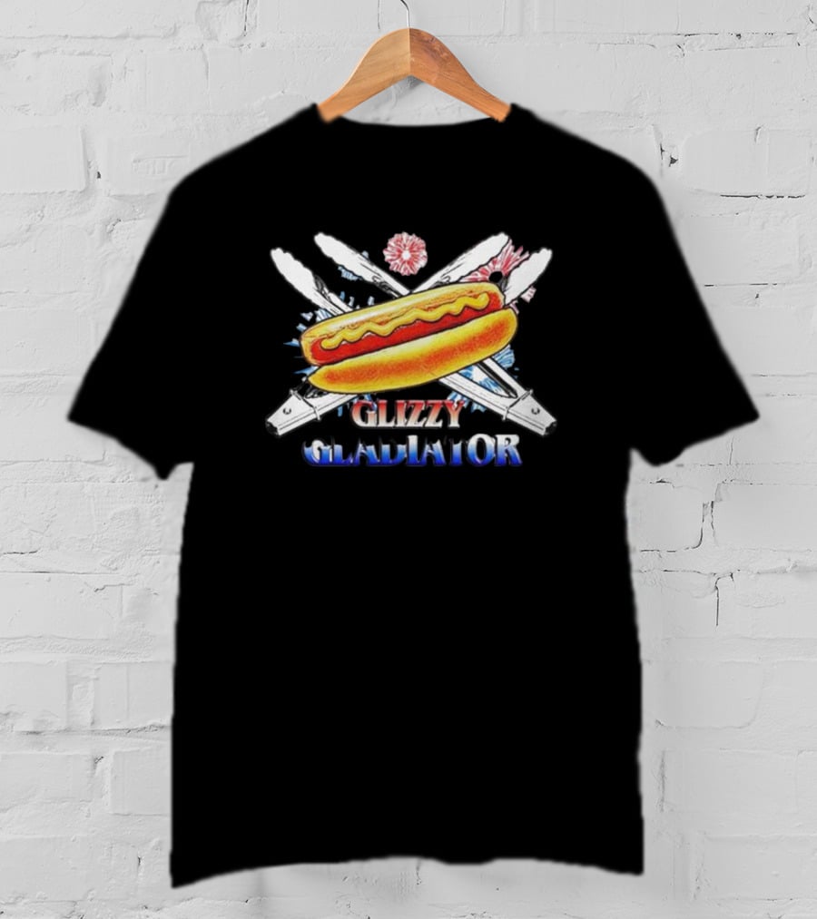 Glizzy Gladiator Hotdog Crossed Swords USA T-Shirt