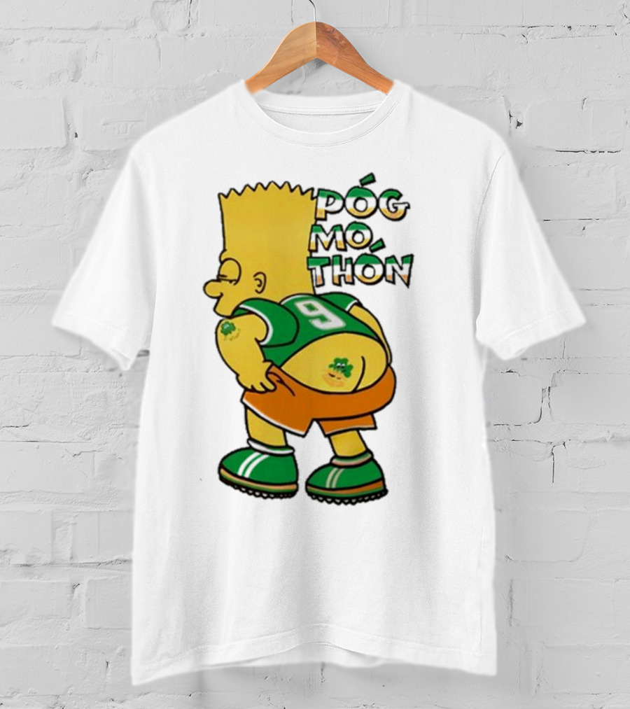 Póg Mo Thón Bart Irish Shamrock Tattoo Football Green Orange 9 T-Shirt