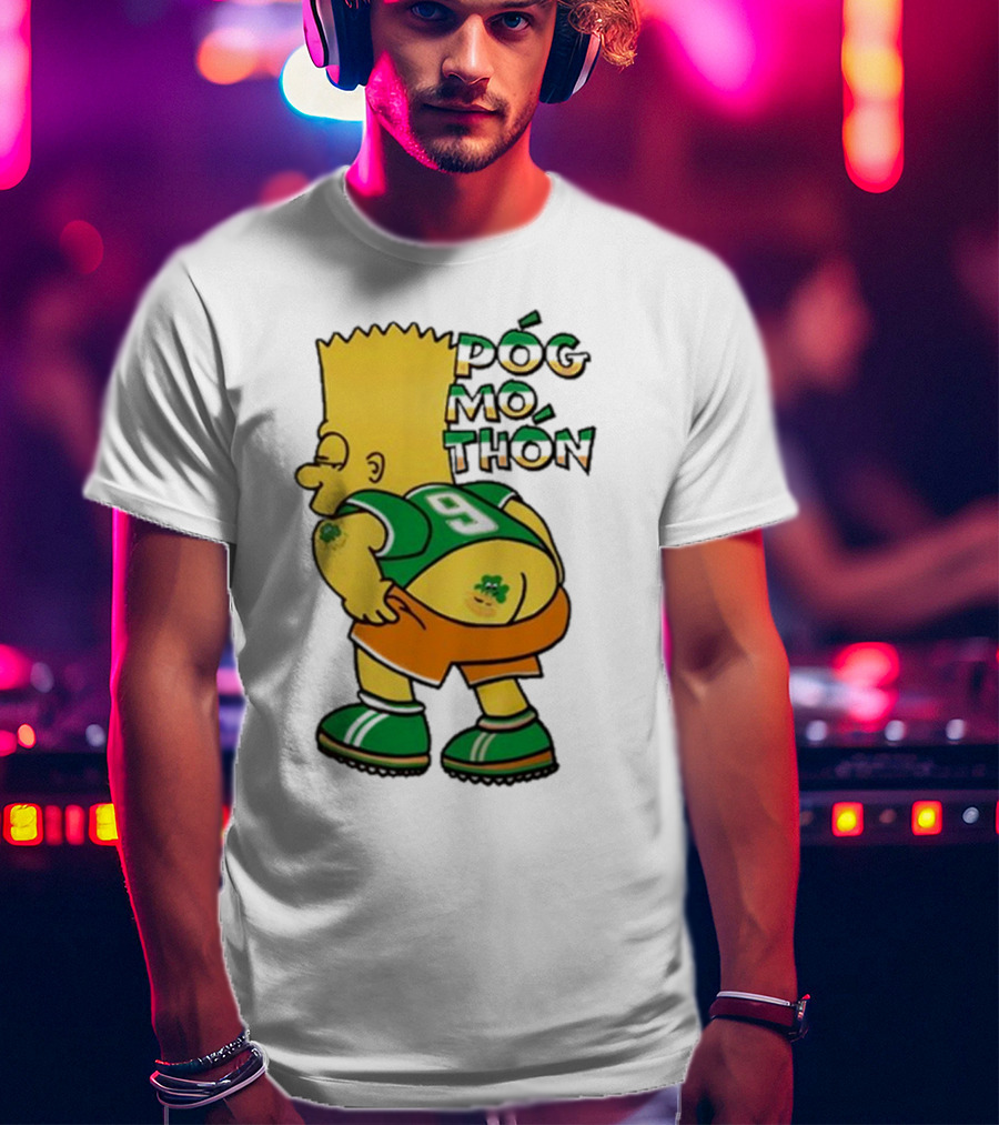 Póg Mo Thón Bart Irish Shamrock Tattoo Football Green Orange 9 T-Shirt