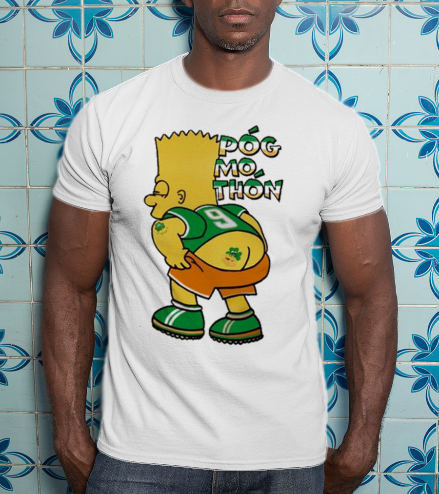 Póg Mo Thón Bart Irish Shamrock Tattoo Football Green Orange 9 T-Shirt