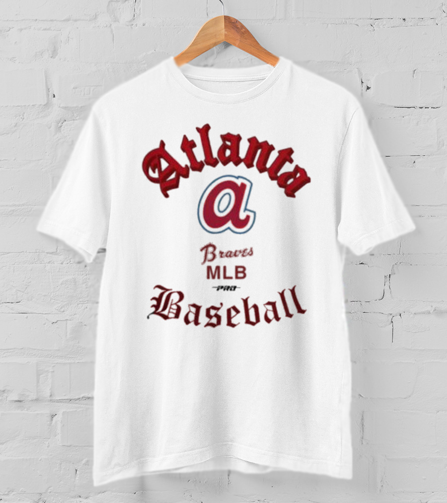 Atlanta Braves MLB Baseball Pro Standard Cream Cooperstown Old English T-Shirt