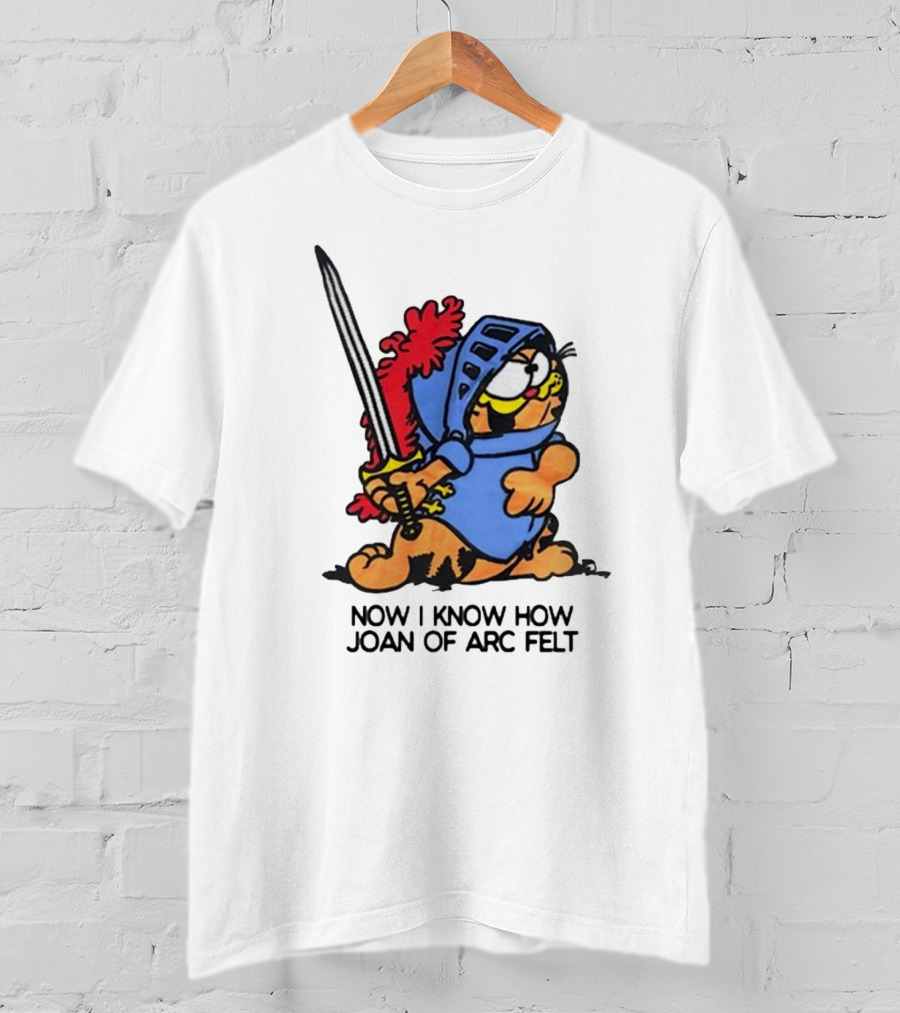 Garfield Dressed As Joan Of Arc With Sword Now I Know How Joan Of Arc Felt T-Shirt