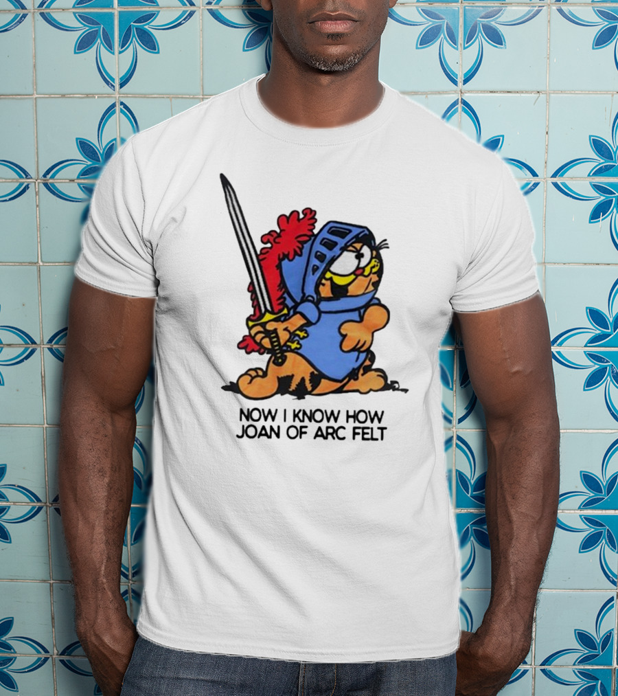 Garfield Dressed As Joan Of Arc With Sword Now I Know How Joan Of Arc Felt T-Shirt