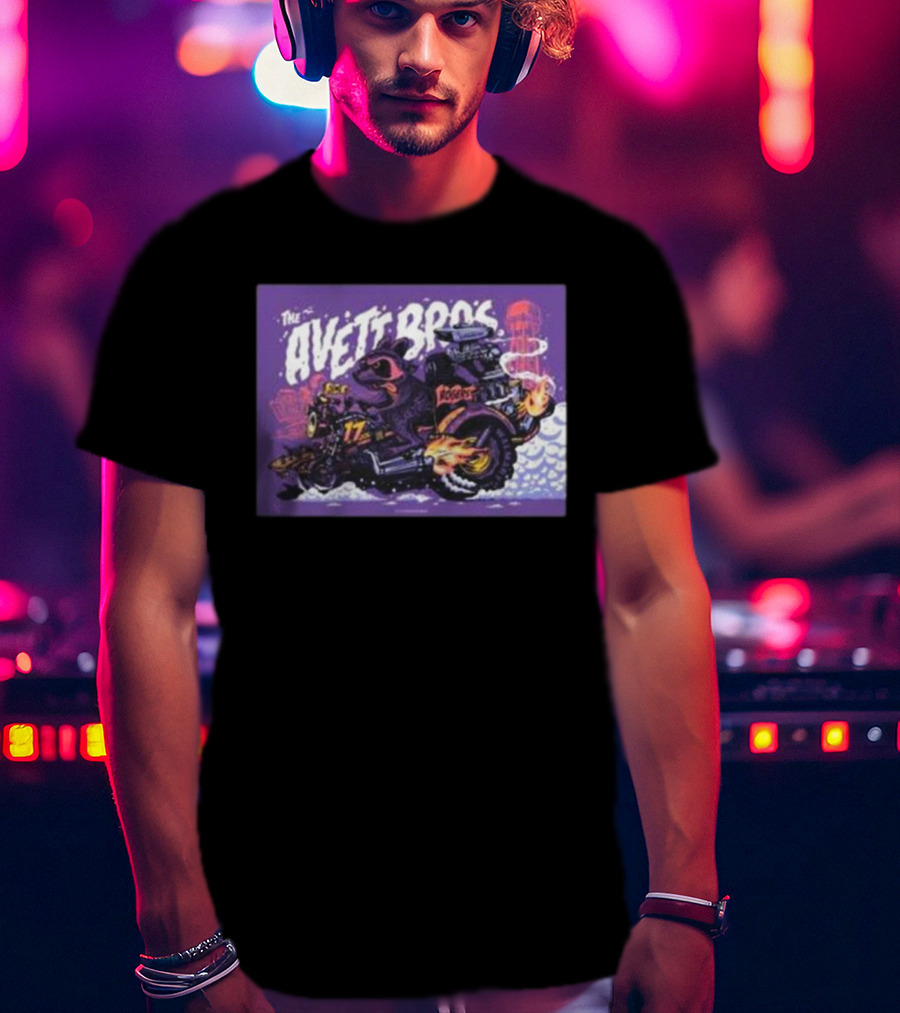 The Avett Bros Raccoon Motorcycle Racing 17 Rockets T-Shirt