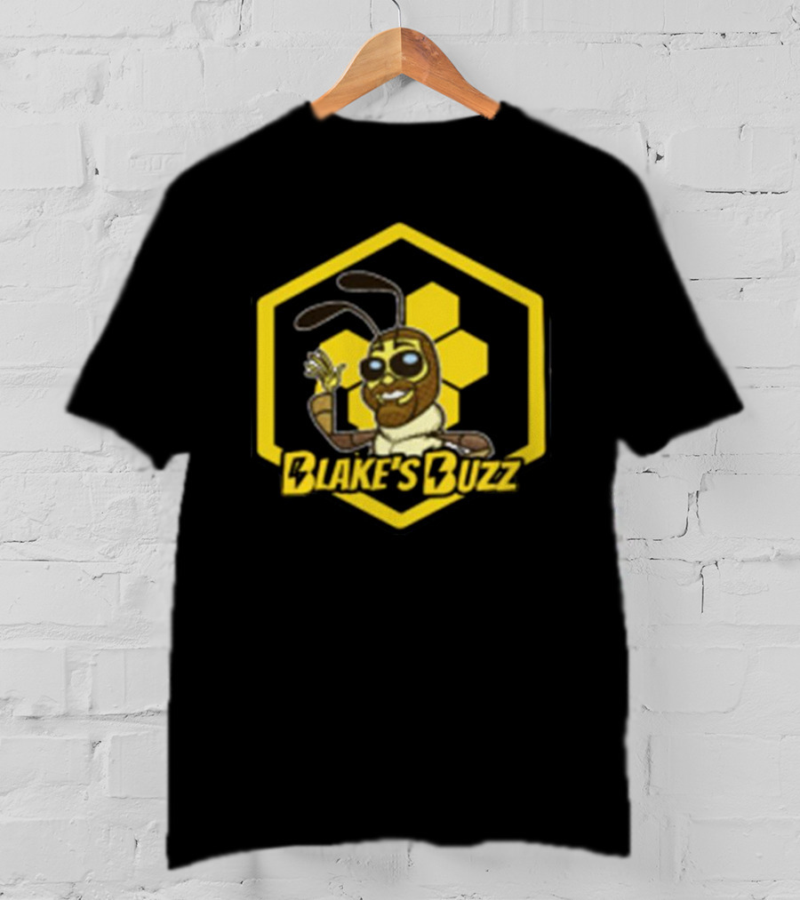 Blake's Buzz Bee Hexagon Logo With Cartoon Character T-Shirt
