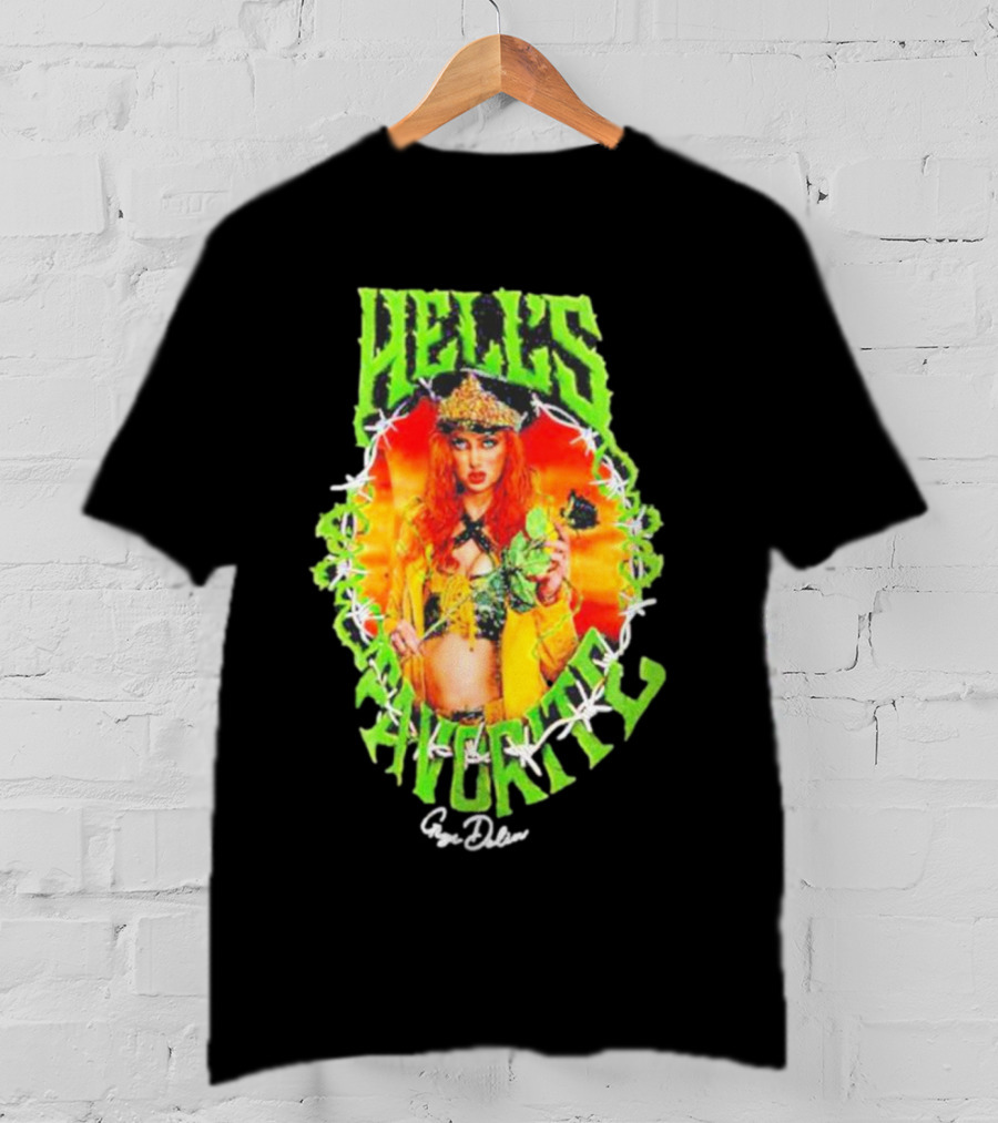 Hell's Favorite Gigi Dolin Barbed Wire Crown And Green Flames T-Shirt