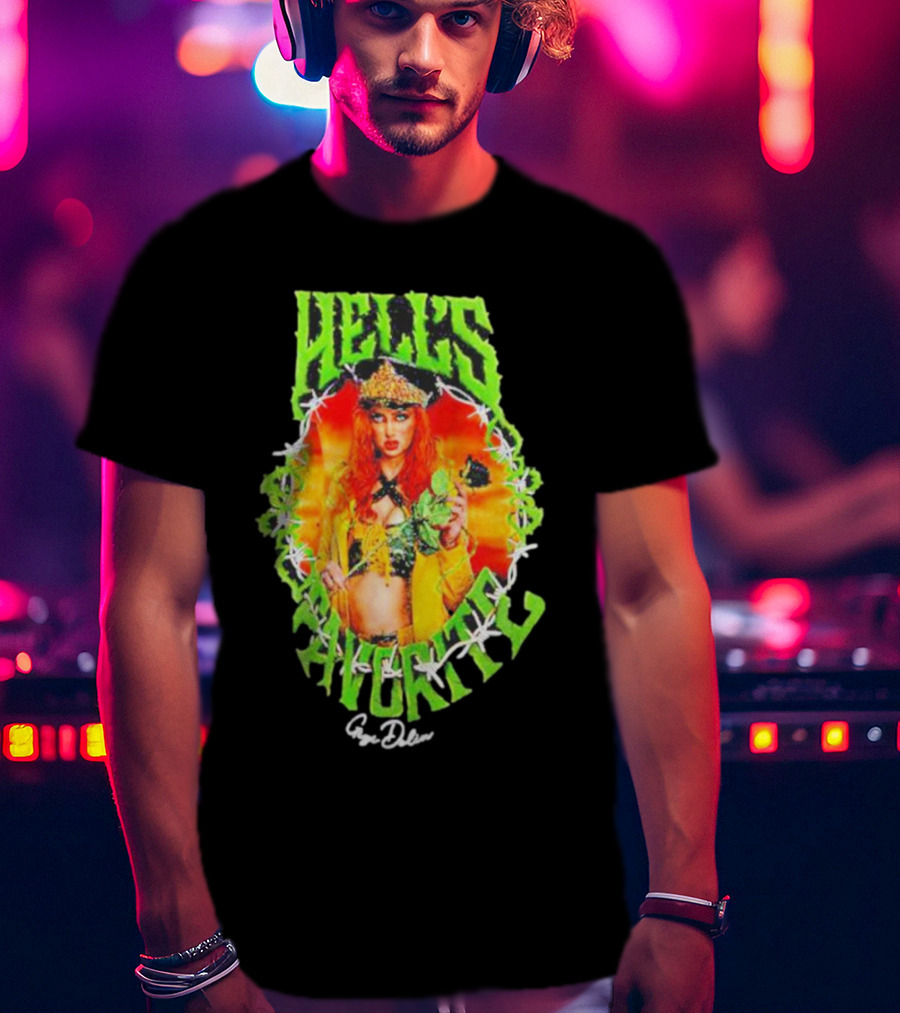 Hell's Favorite Gigi Dolin Barbed Wire Crown And Green Flames T-Shirt