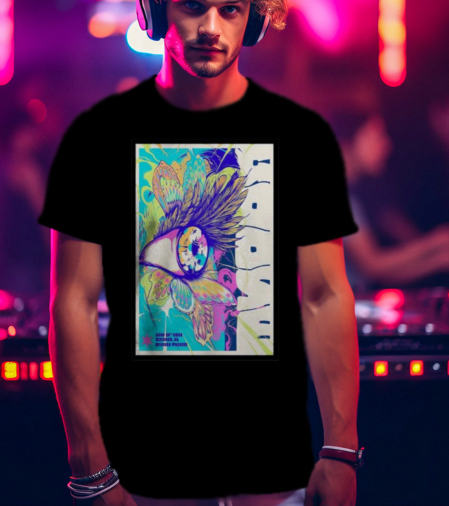 Goose June 21 Chicago Riviera Theatre Psychedelic Feather T-Shirt