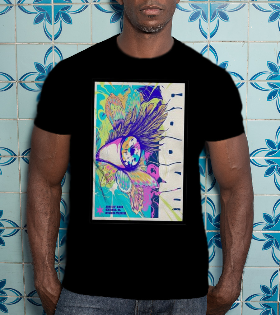 Goose June 21 Chicago Riviera Theatre Psychedelic Feather T-Shirt