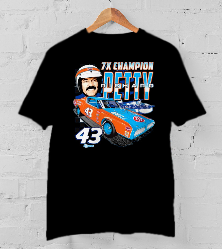 7X Champion Richard Petty Number 43 Car Racing LEGACY Motor Club Team Collection T-Shirt