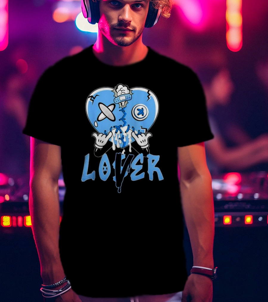 Racer Blue 5s Lover Heart With Loss And Repair Symbolism T-Shirt