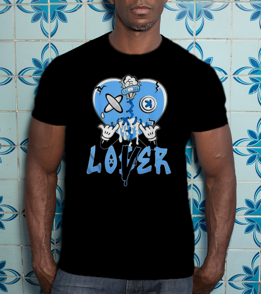 Racer Blue 5s Lover Heart With Loss And Repair Symbolism T-Shirt