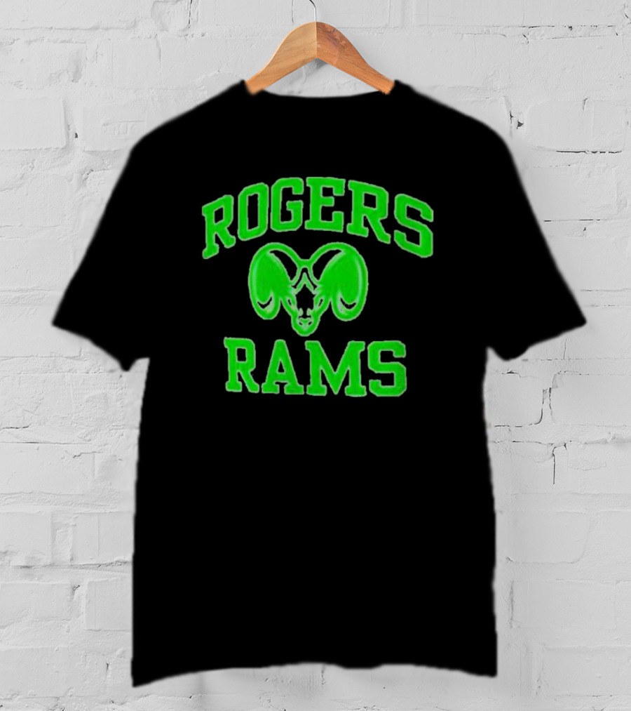 Rogers Rams Green Neon Ram Head Emblem T-Shirt