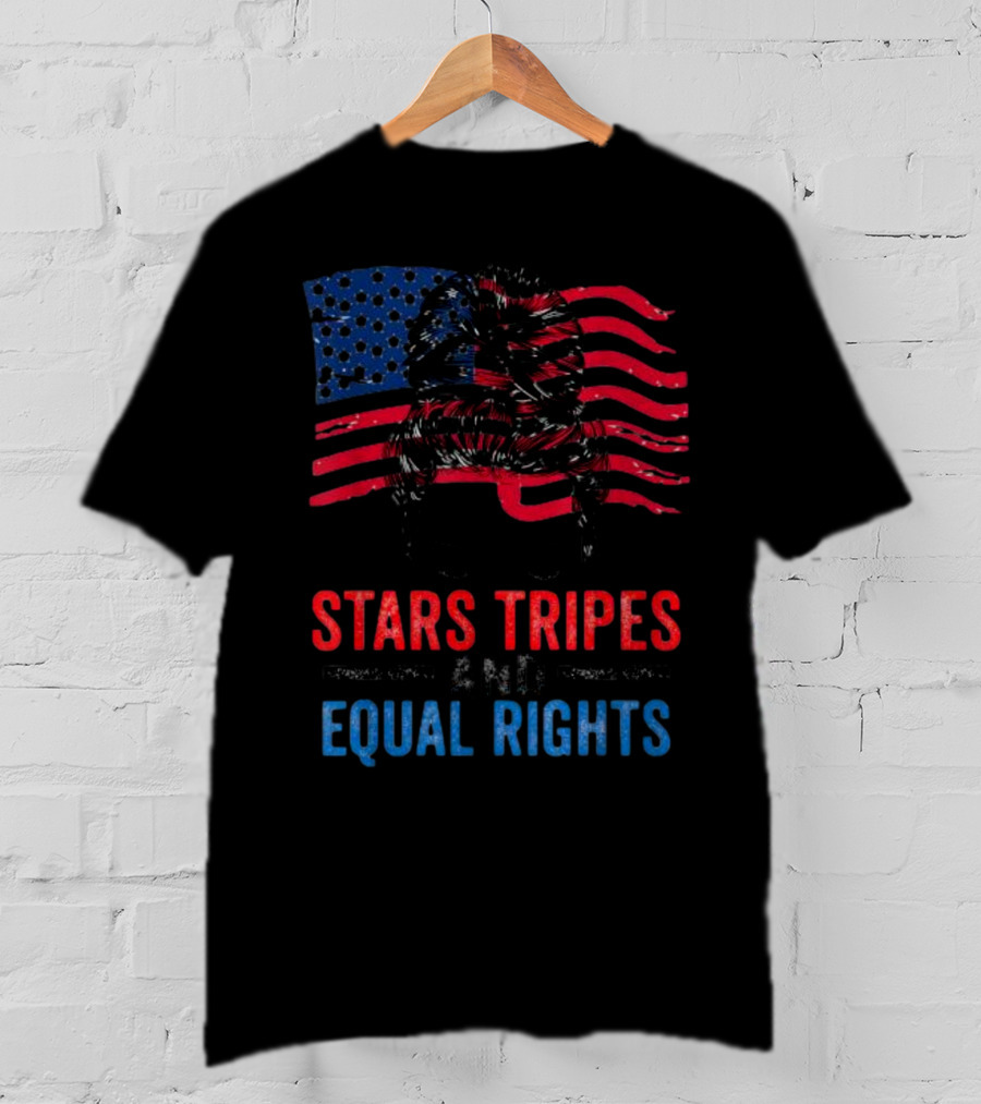 Stars Stripes And Equal Rights Messy Bun American Flag T-Shirt