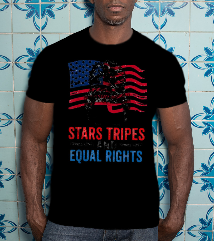 Stars Stripes And Equal Rights Messy Bun American Flag T-Shirt