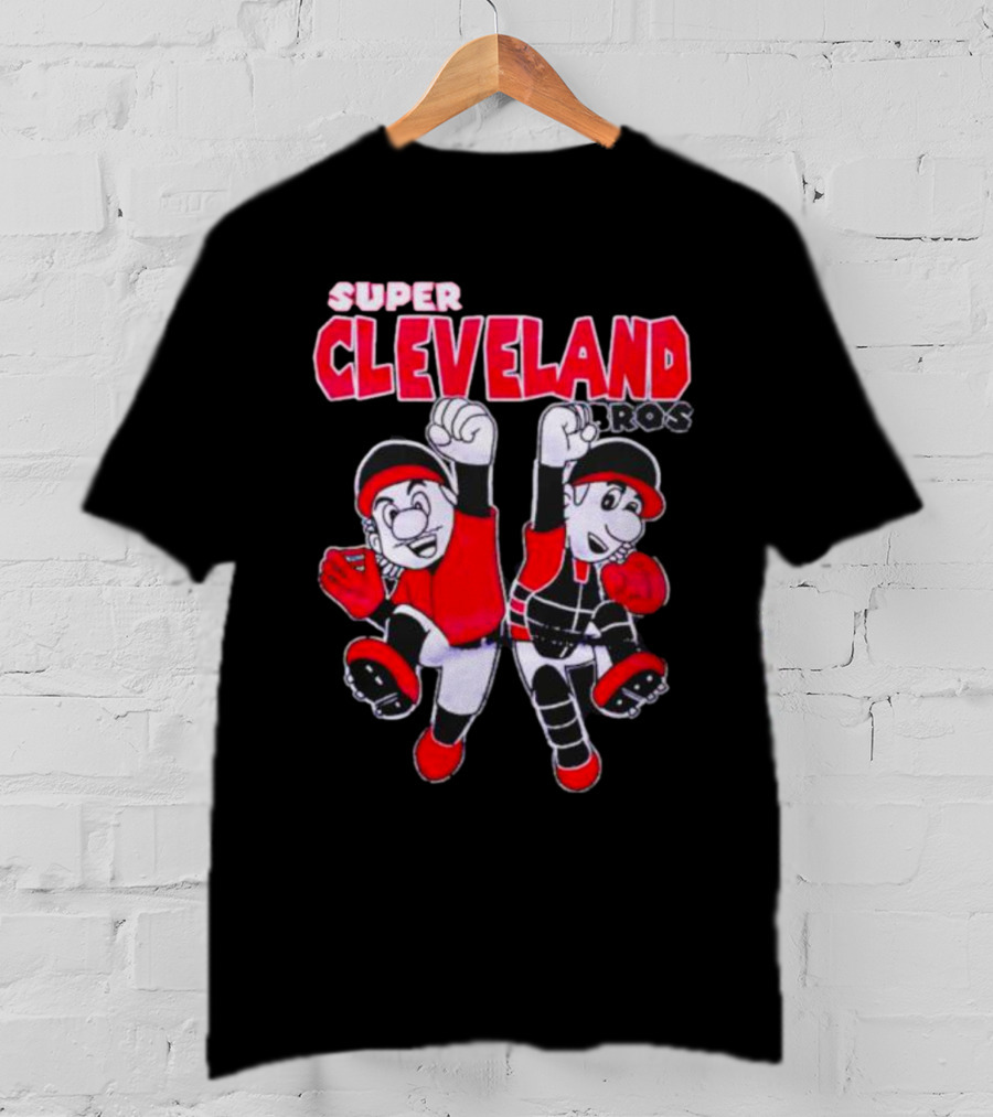 Super Cleveland Bros Red And Black Cartoon Characters T-Shirt