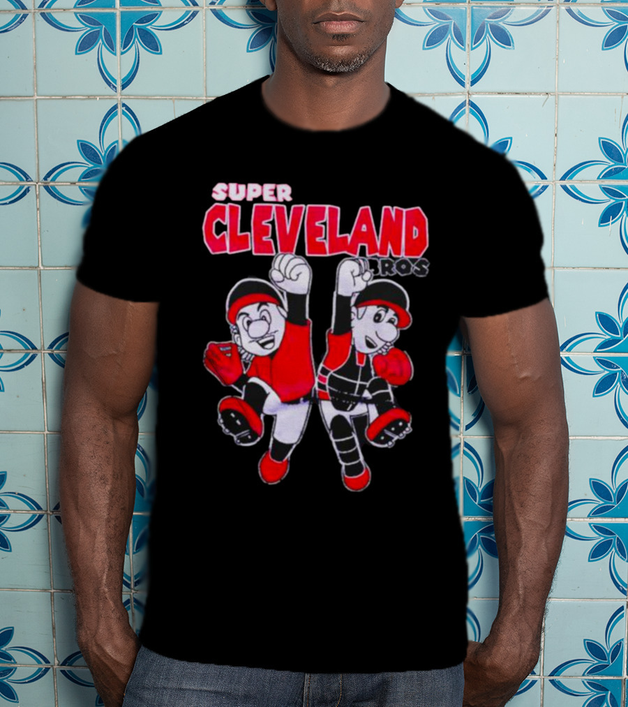 Super Cleveland Bros Red And Black Cartoon Characters T-Shirt