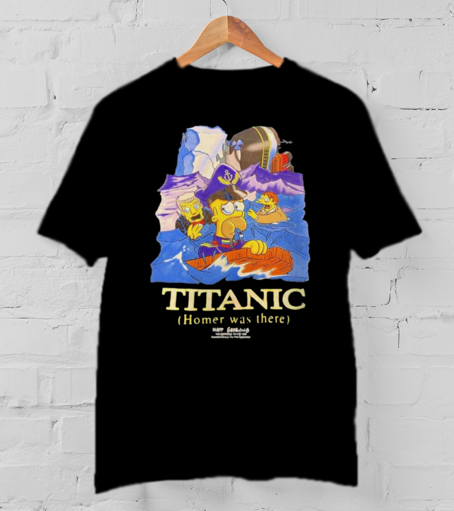 The Simpsons Titanic Homer Was There Matt Groening Ocean Scene T-Shirt