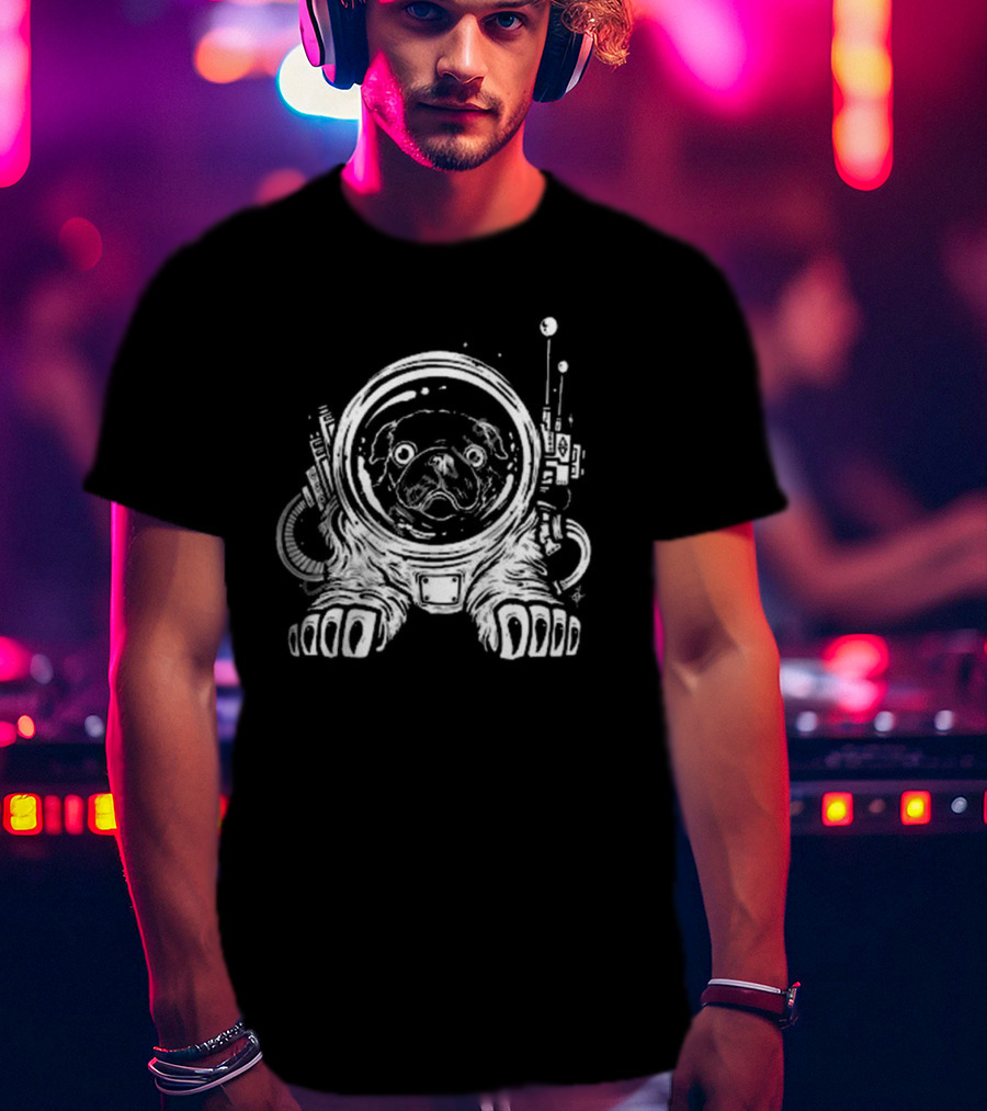 Space Pug Astronaut Cosmic Adventure T-Shirt