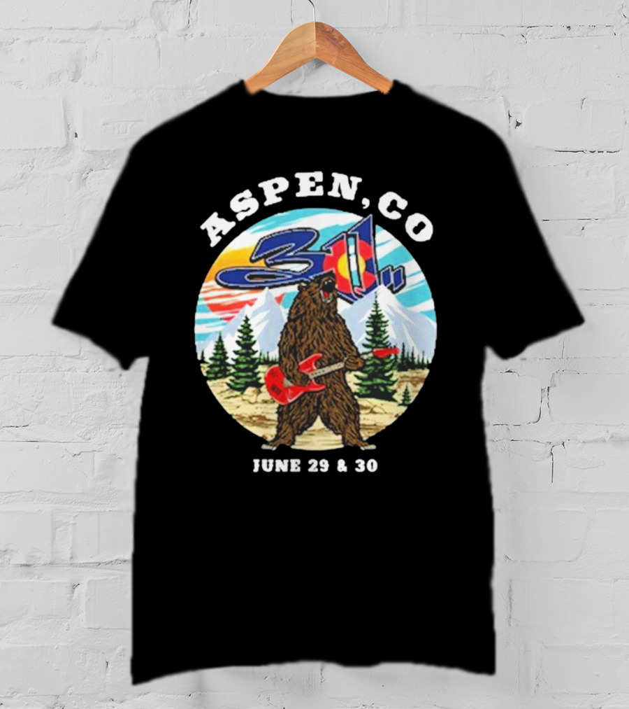 Aspen CO 311 Bear With Guitar June 29 And 30 T-Shirt