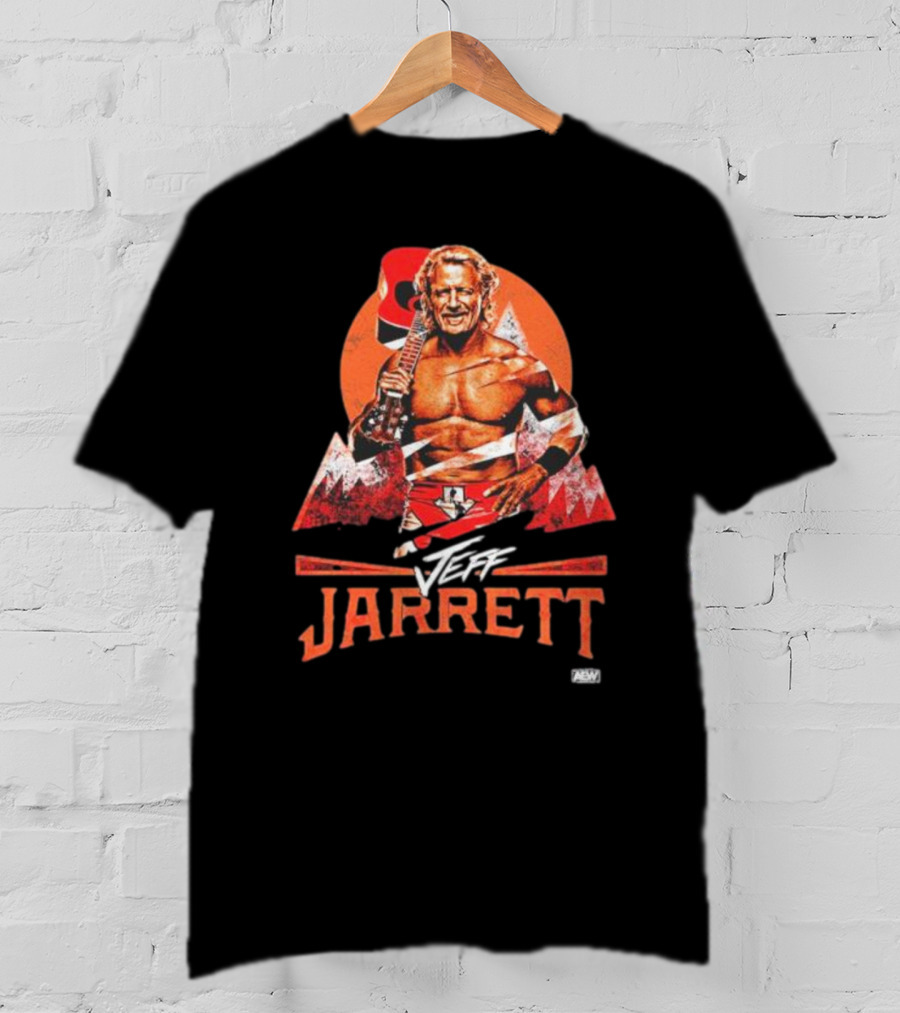 Jeff Jarrett AEW Wrestling With Guitar And Mountain Background T-Shirt
