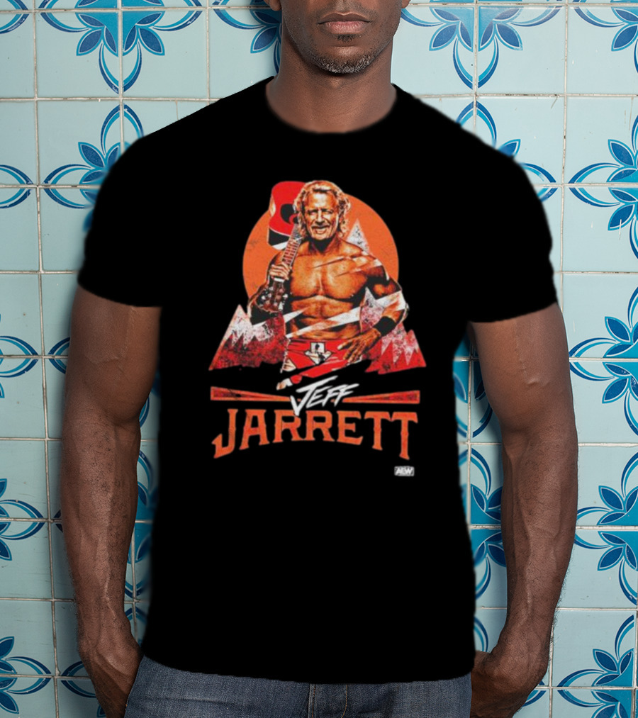 Jeff Jarrett AEW Wrestling With Guitar And Mountain Background T-Shirt
