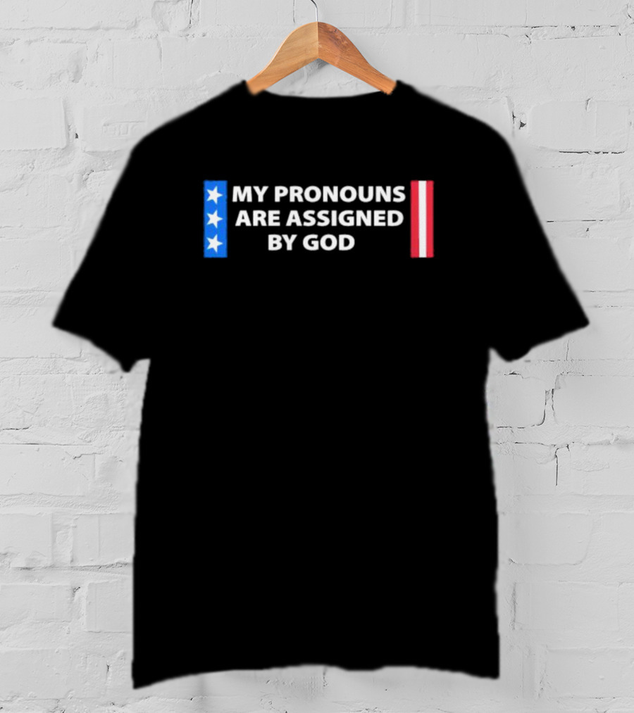 My Pronouns Are Assigned By God American Flag Colors Stars Stripes T-Shirt