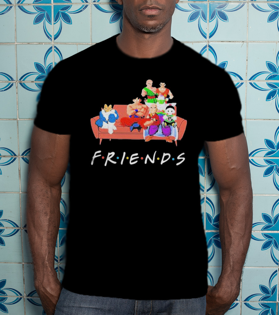 FRIENDS Son Goku Dragon Ball Characters Sitting Together T-Shirt
