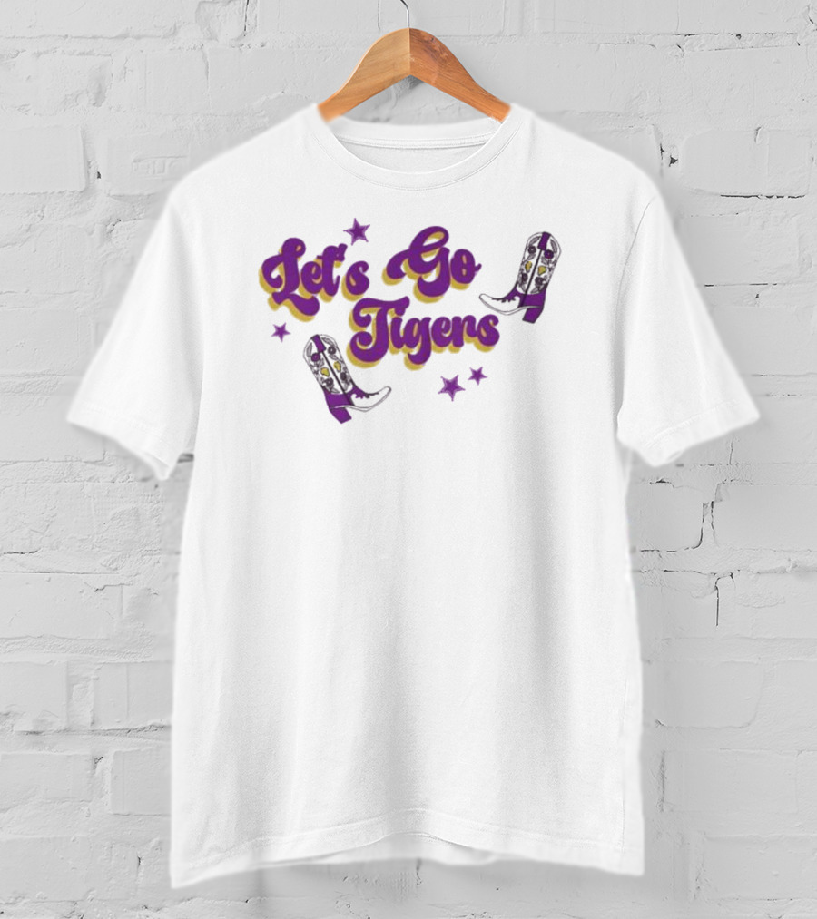 Louisiana State Let's Go Tigers Cowboy Boots Purple And Gold T-Shirt