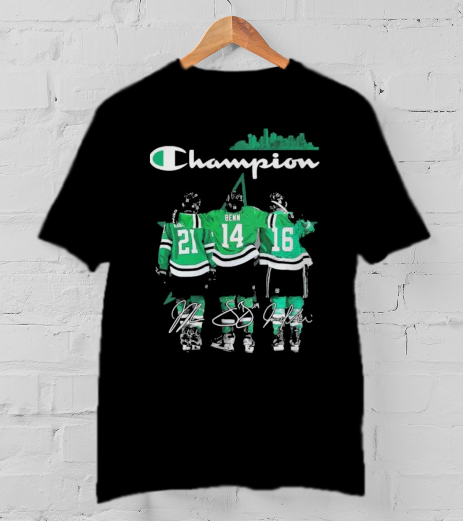 Dallas Stars Hockey Robertson Benn Heiskanen Champion T-Shirt