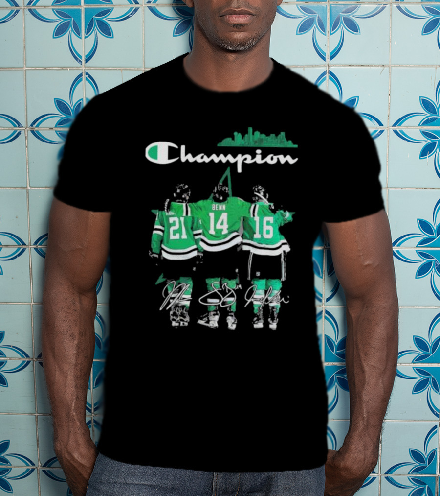 Dallas Stars Hockey Robertson Benn Heiskanen Champion T-Shirt