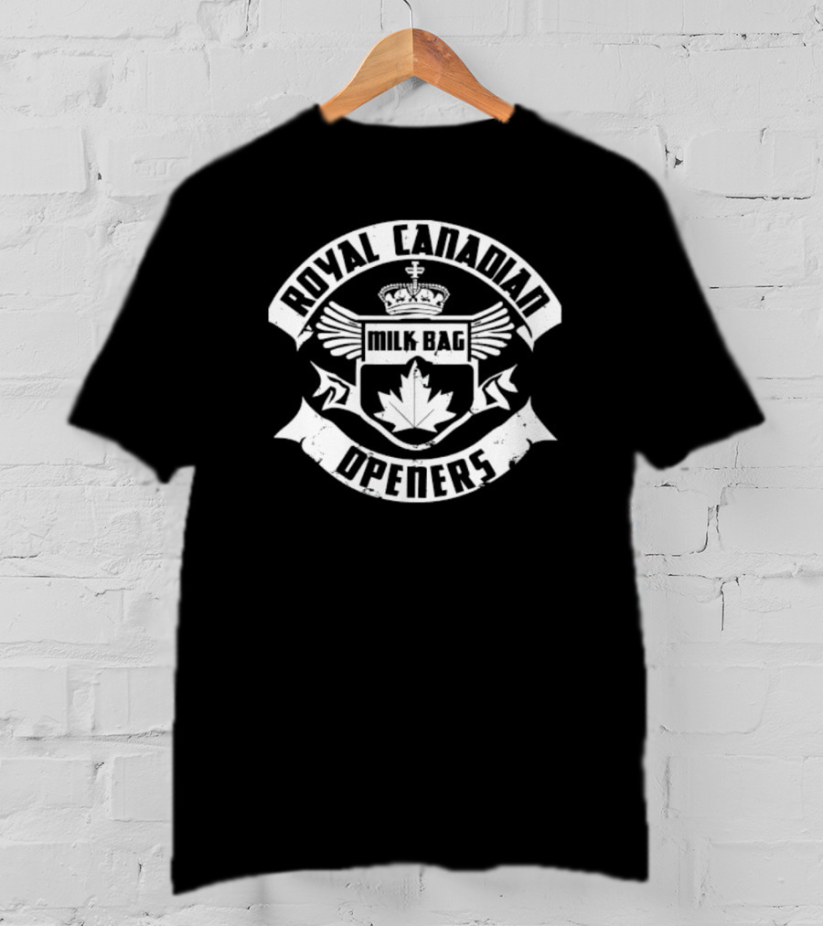 Royal Canadian Milk Bag Openers Maple Leaf Crest T-Shirt