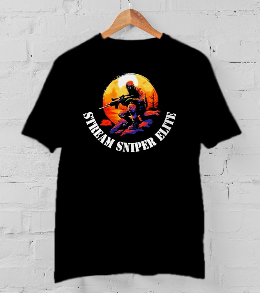 STREAM SNIPER ELITE Sniper Silhouette Warrior In Sunset Background T-Shirt