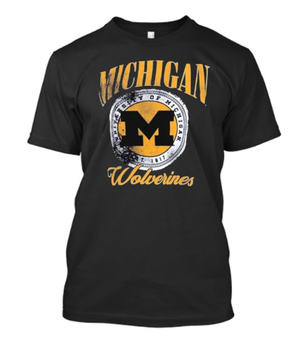 Michigan Wolverines University Of Michigan M Established 1817 Vintage Pressbox Women’s Oversized Falkland T-Shirt