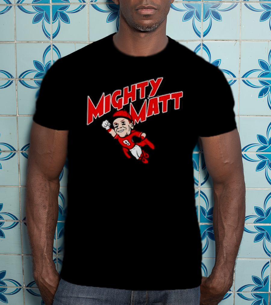 Mighty Matt Football Hero In Red And White Gear T-Shirt