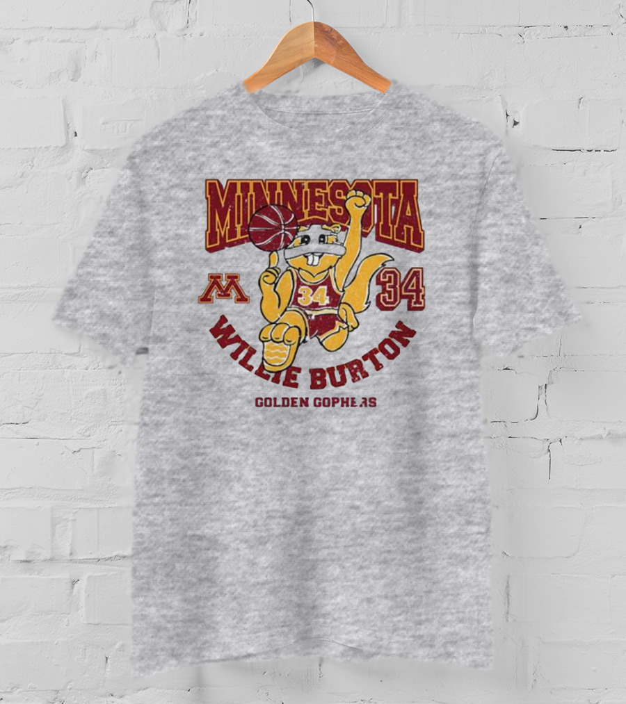 Minnesota 34 Willie Burton Golden Gophers Basketball T-Shirt