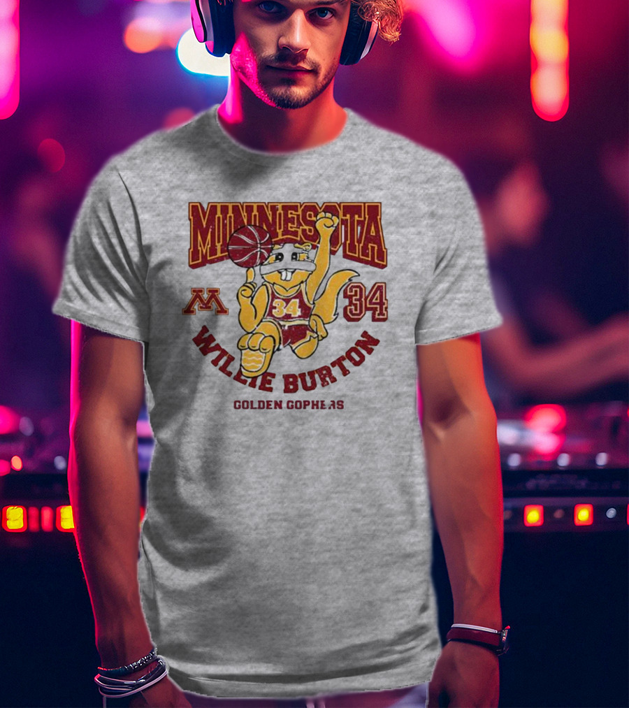 Minnesota 34 Willie Burton Golden Gophers Basketball T-Shirt
