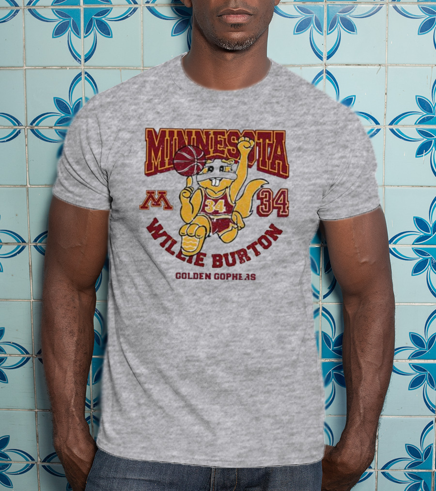 Minnesota 34 Willie Burton Golden Gophers Basketball T-Shirt