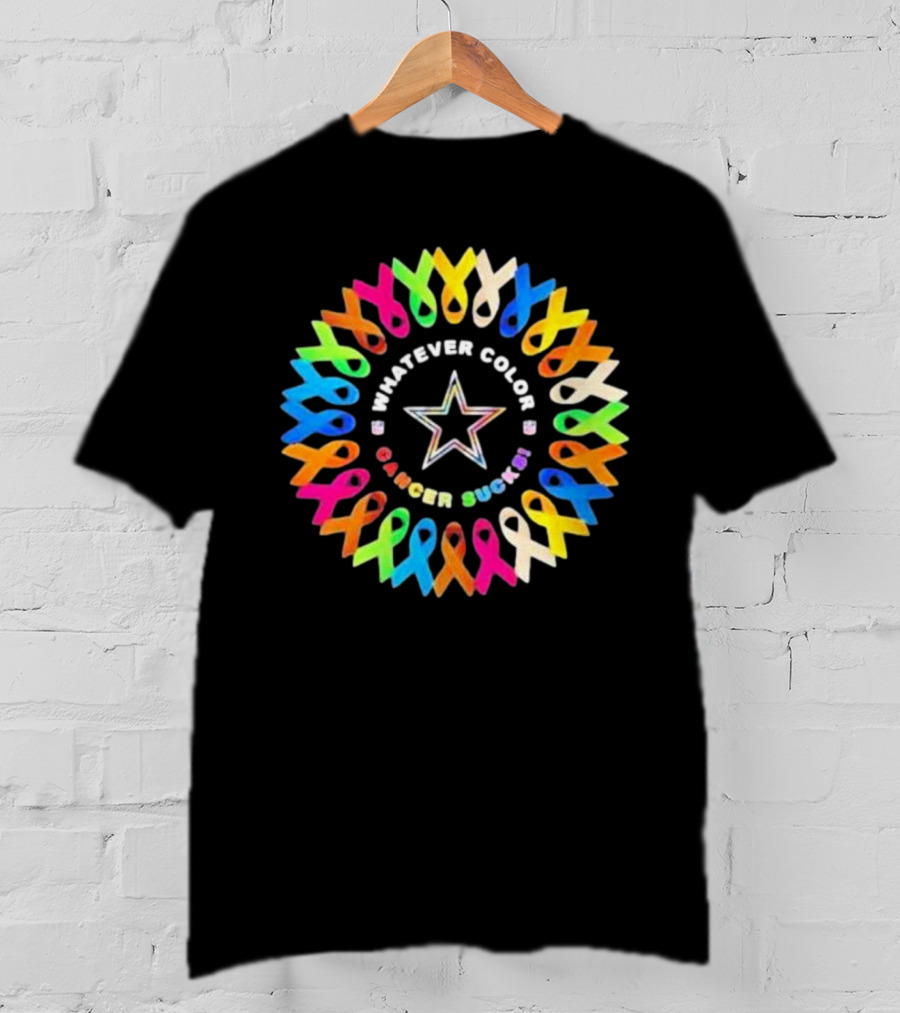 Dallas Cowboys Whatever Color Cancer Sucks Awareness Ribbons Star T-Shirt