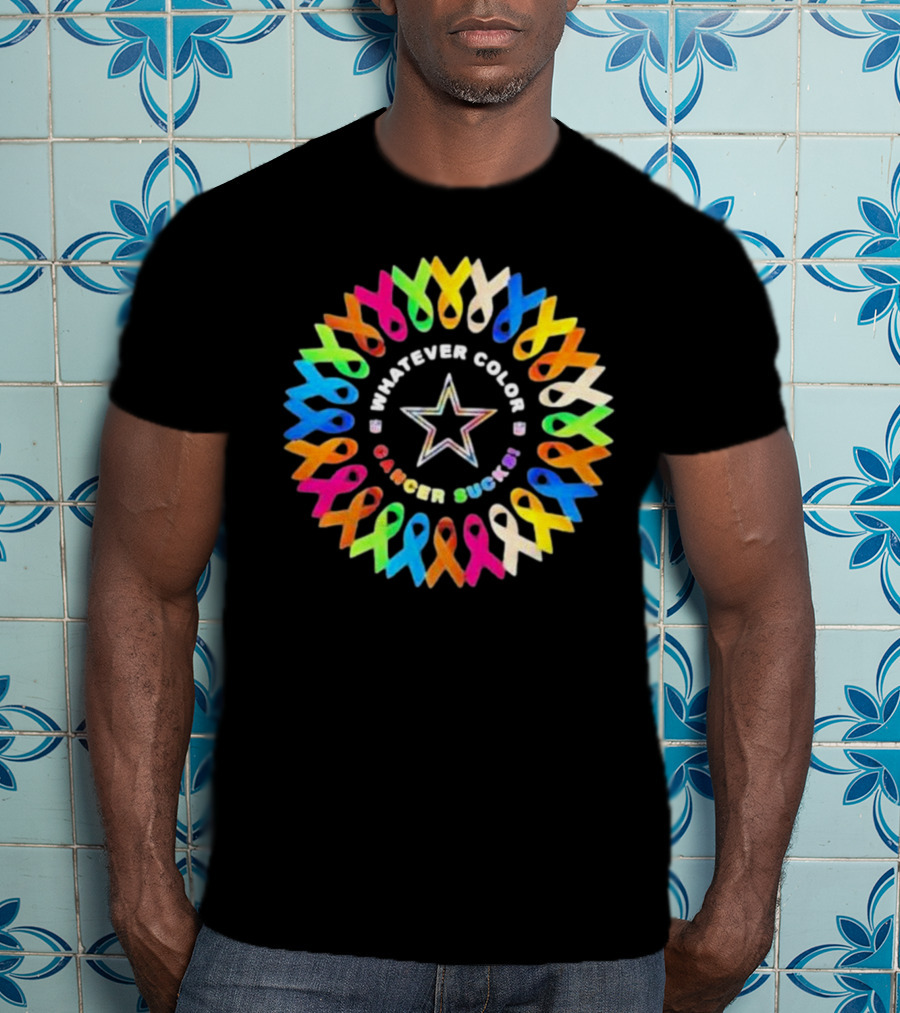 Dallas Cowboys Whatever Color Cancer Sucks Awareness Ribbons Star T-Shirt