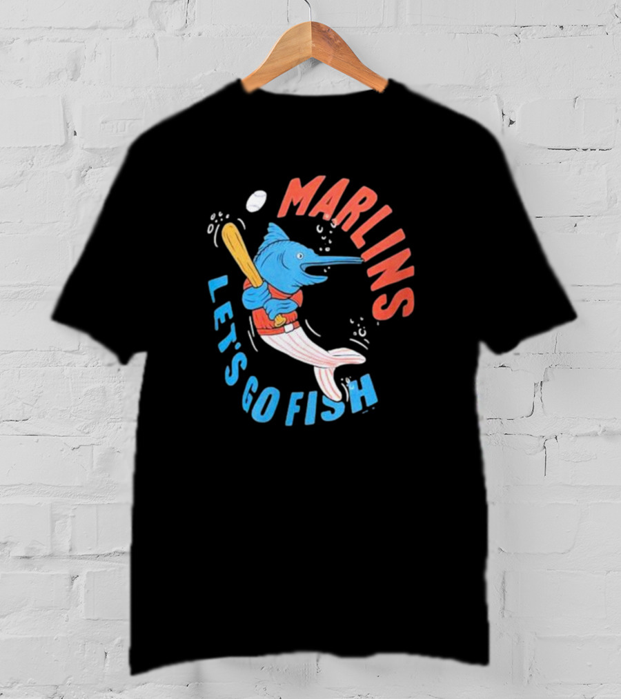 Miami Marlins Let’s Go Fish Tri-Blend Homage Doodle Collection T-Shirt