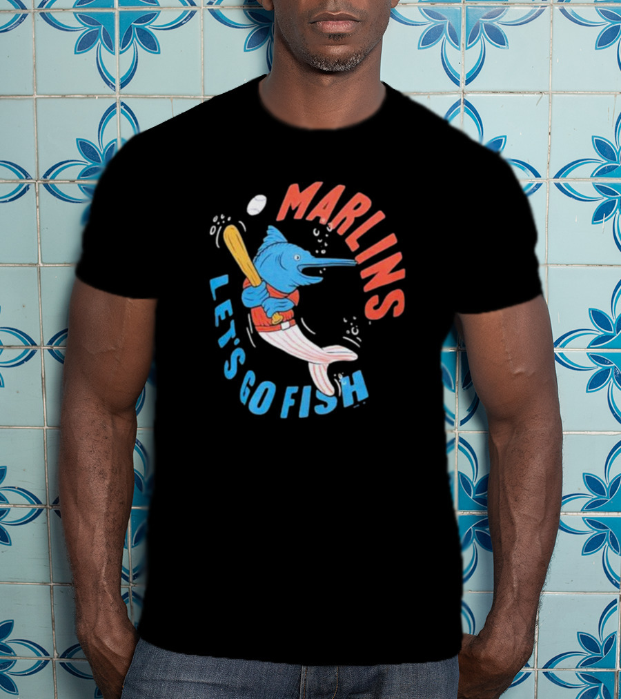 Miami Marlins Let’s Go Fish Tri-Blend Homage Doodle Collection T-Shirt