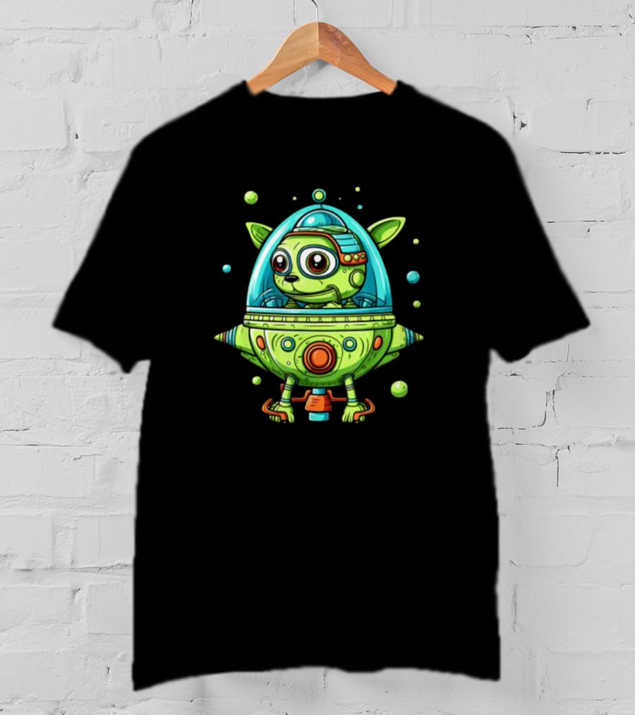 Whiz Flying The Dog Bowl UFO Spaceship Adventure T-Shirt