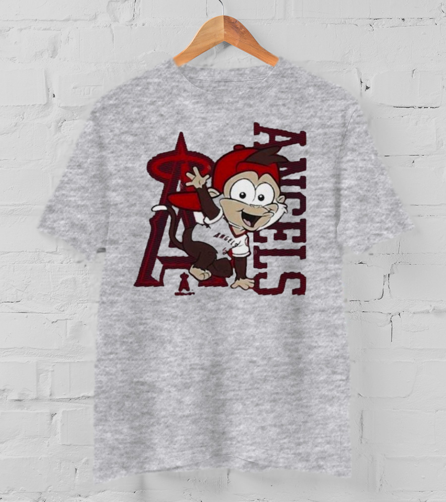 Los Angeles Angels Infant Mascot 2.0 Cheerful Cartoon Character With Iconic Logo And Text 'Angels' T-Shirt
