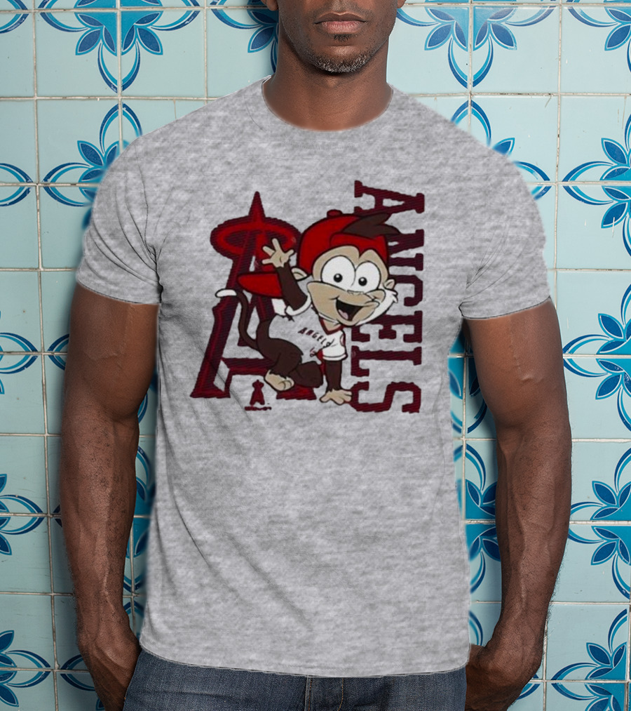 Los Angeles Angels Infant Mascot 2.0 Cheerful Cartoon Character With Iconic Logo And Text 'Angels' T-Shirt